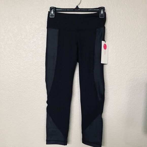 Yogalicious Black Gray Active Cropped Leggings XS - Picture 1 of 5